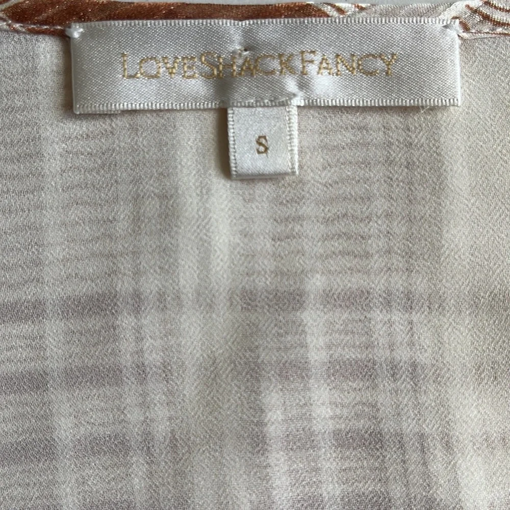 LoveShackFancy Brown and Cream Plaid Blouse - Picture 5 of 7